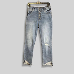 Kut from the Kloth High Rise Jeans Reese Fab Ab Ankle Distressed Medium Blue 4